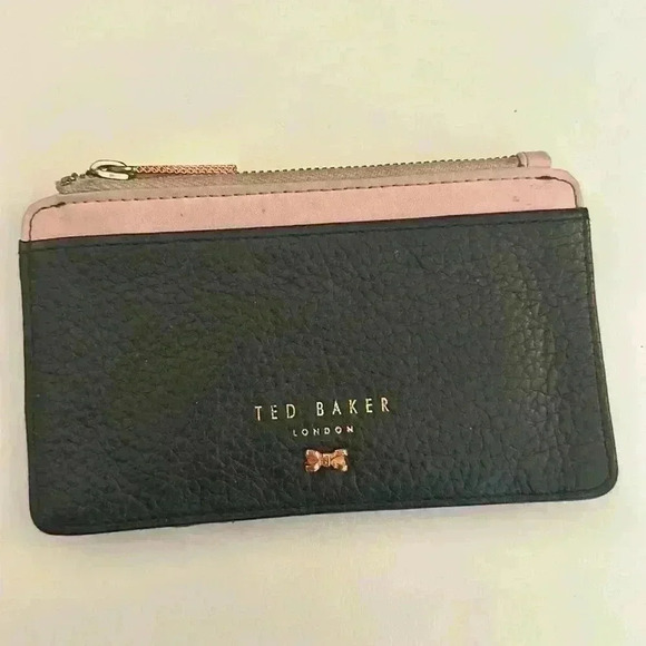 TED BAKER pink&black card holder with zipper - Picture 1 of 2